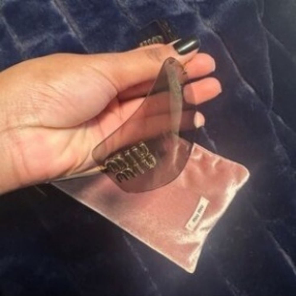 Miu Miu Gold Sunglasses with Pink Tint - Picture 4 of 5